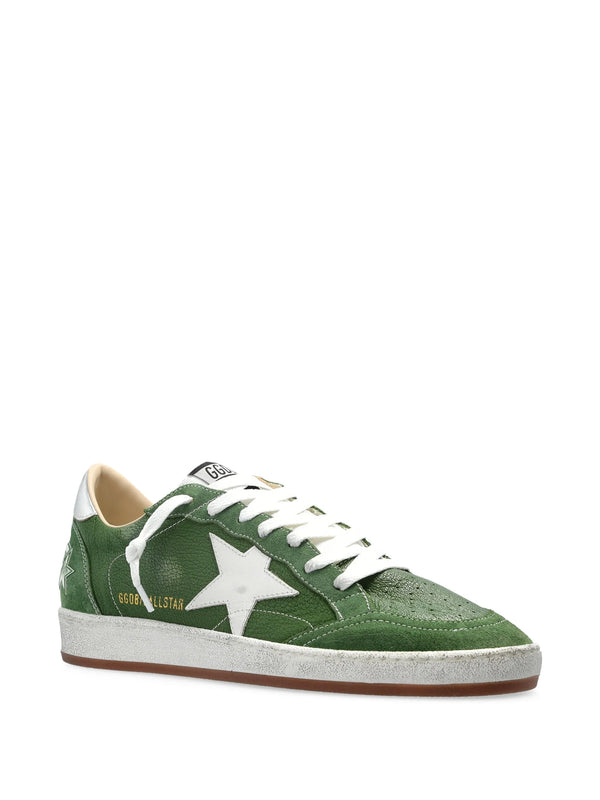 Ball Star LTD in green nappa leather with white suede star and metallic silver leather heel tab