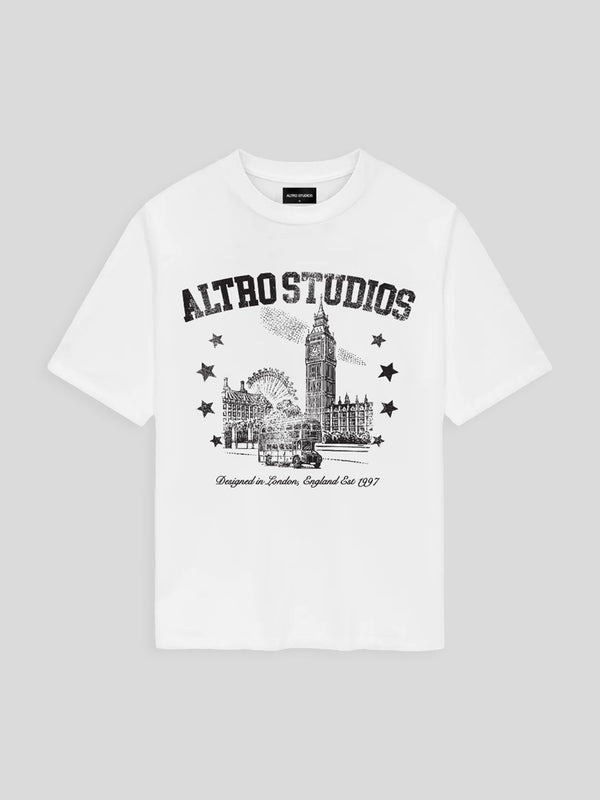 ALTRO STUDIOS “LONDON CITY” LOGO PRINT WHITE T-SHIRT