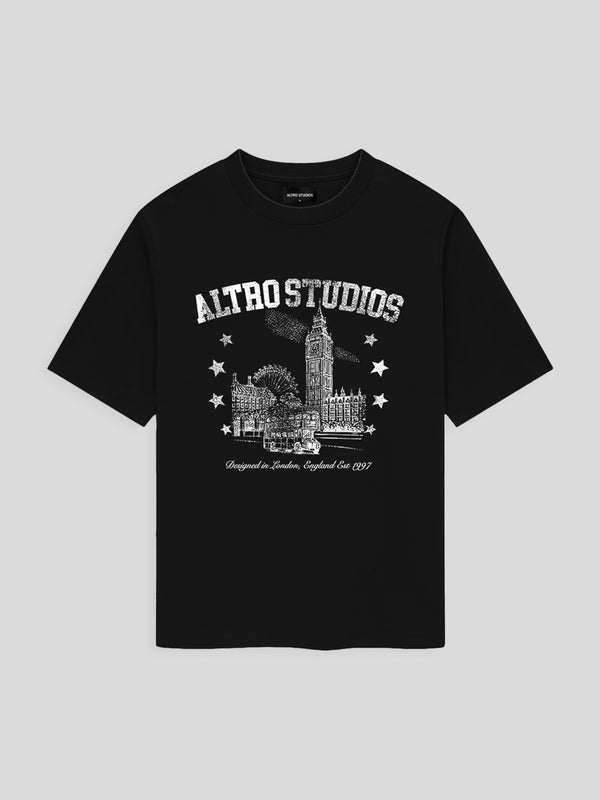 ALTRO STUDIOS “LONDON CITY” LOGO PRINT BLACK T-SHIRT