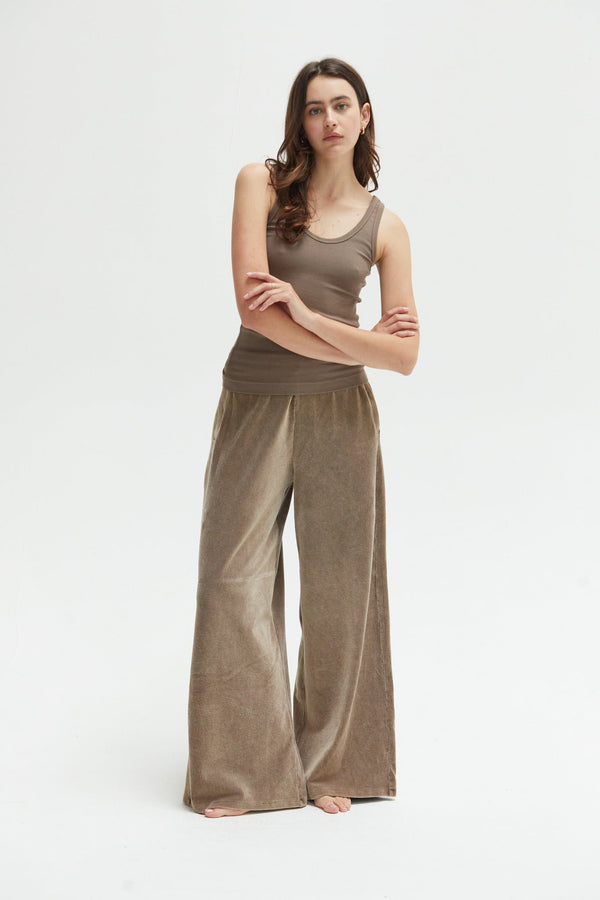 ASHER Yazmin Velour Pant - MUSHROOM