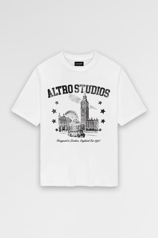 ALTRO STUDIOS “LONDON CITY” LOGO PRINT WHITE T-SHIRT