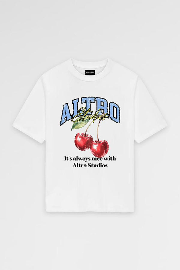 ALTRO STUDIOS “CHERRY” LOGO PRINT WHITE T-SHIRT