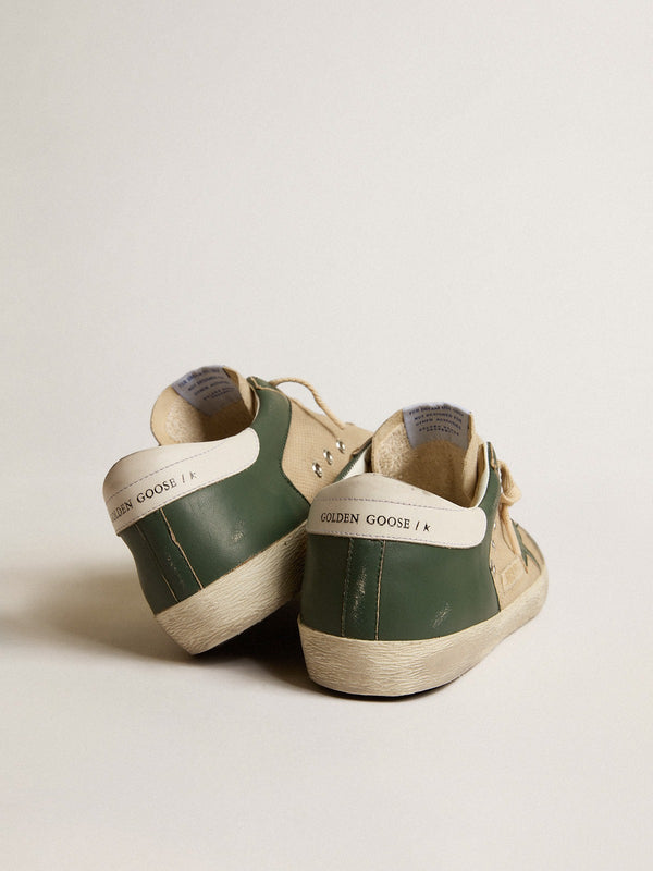 MEN'S SUPER-STAR IN CREAM MESH AND GREEN NAPPA WITH NAPPA