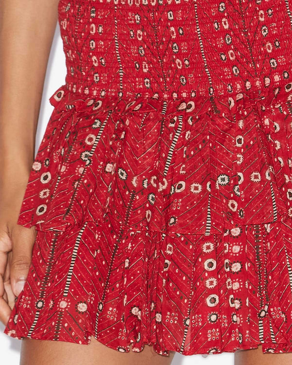 NAOMI SKIRT printed smocked cotton voile skirt