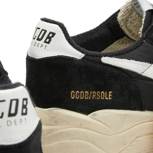 RUNNING SOLE NYLON UPPER SUEDE TOE AND SPUR LEATHER STAR&AND HEEL - BLACK/WHITE