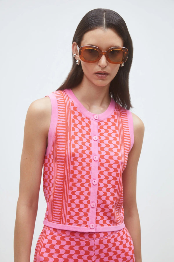 Gablesi - Sleeveless jacquard cardigan