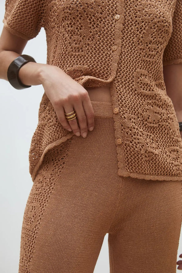 Jovan - Wide-leg pants in openwork knit