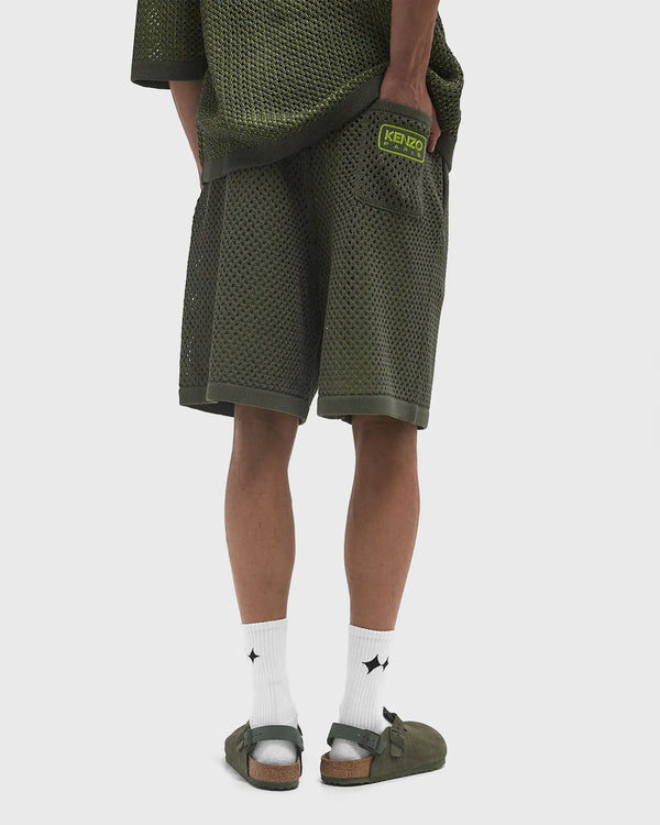 Kenzo Green Embroidered Knitted Shorts