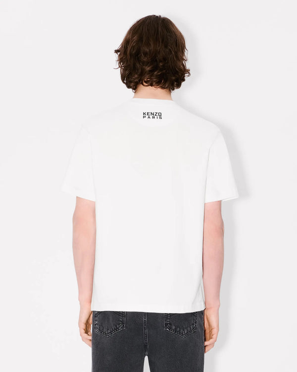 'KENZO Happy Tiger' embroidered T-shirt in cotton- OFF WHITE