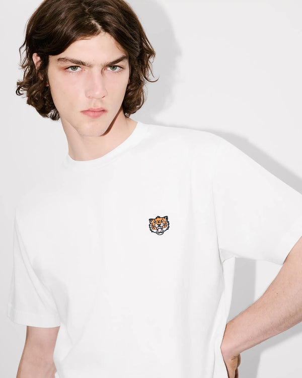 'KENZO Happy Tiger' embroidered T-shirt in cotton- OFF WHITE