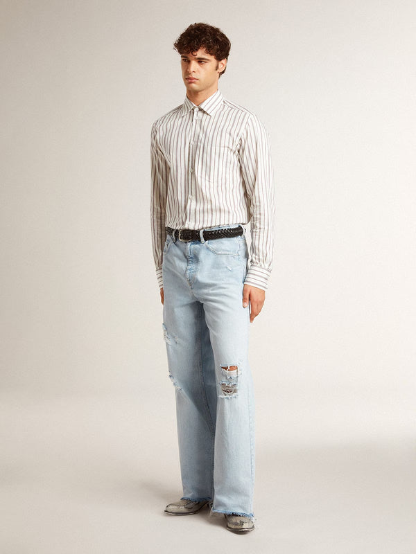GOLDEN GOOSE TROUSERS P001850 CLOUD BLUE