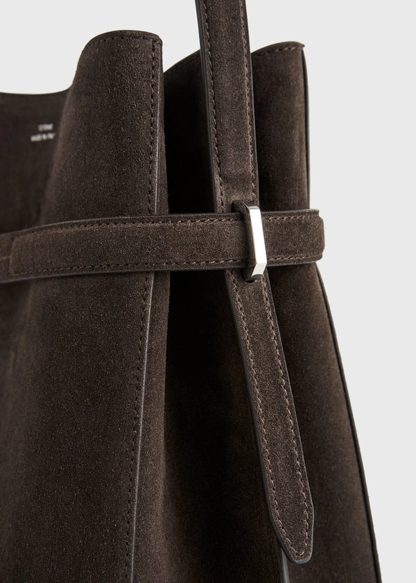 TOTEME - BELTED SUEDE BUCKET BAG BROWN