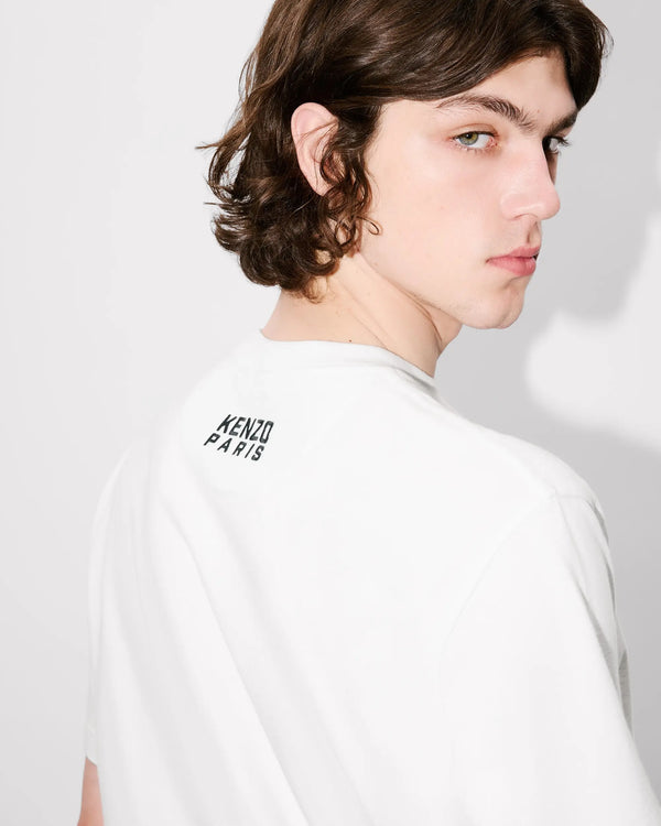 'KENZO Happy Tiger' embroidered T-shirt in cotton- OFF WHITE