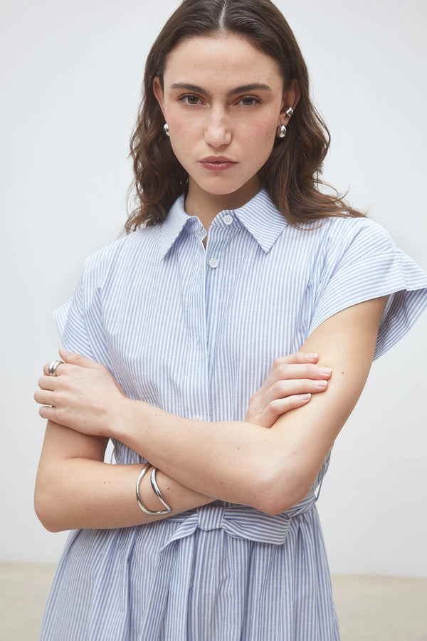 Clark - Long shirt dress with embroidered stripes