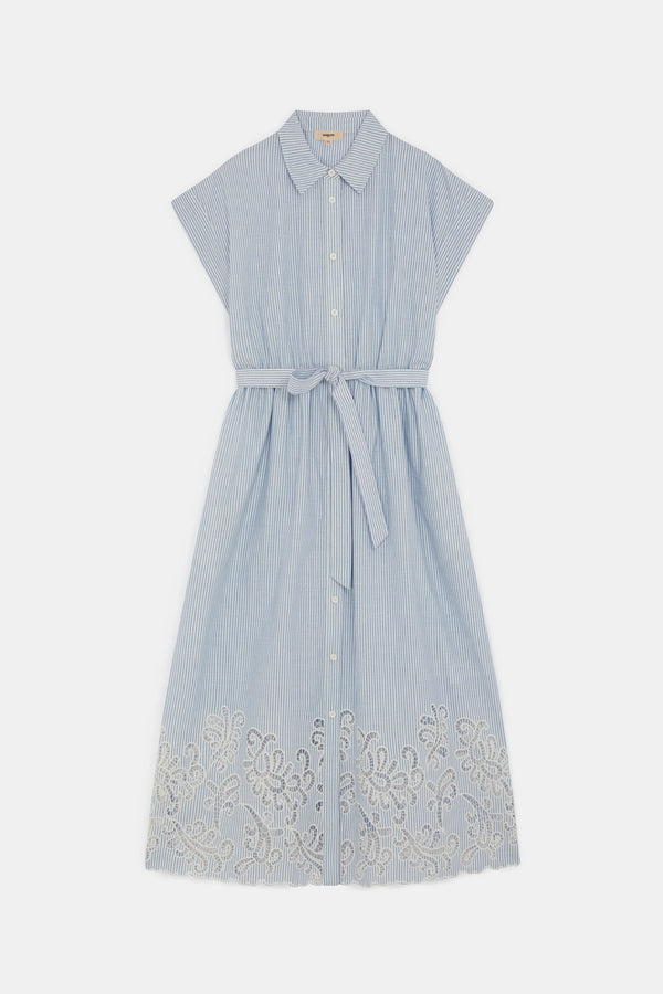 Clark - Long shirt dress with embroidered stripes