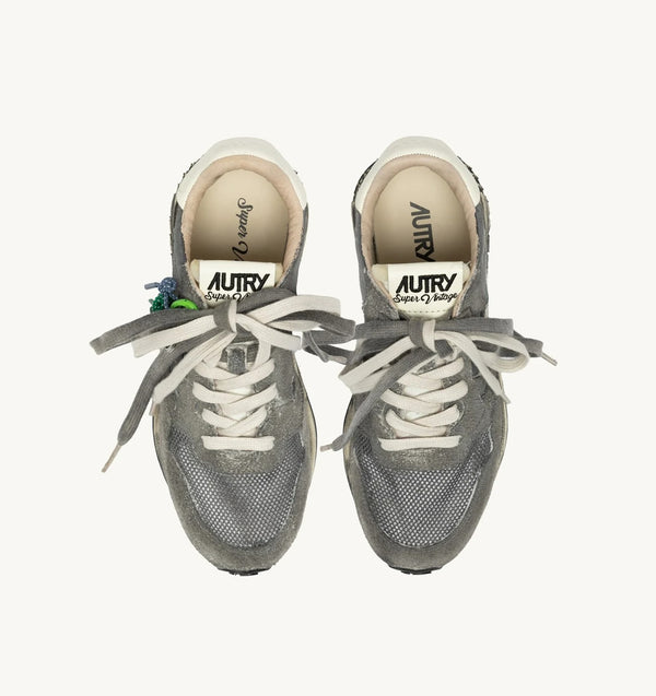REELWIND SUPER VINTAGE SNEAKERS IN WHITE AND BLACK SUEDE AND NYLON