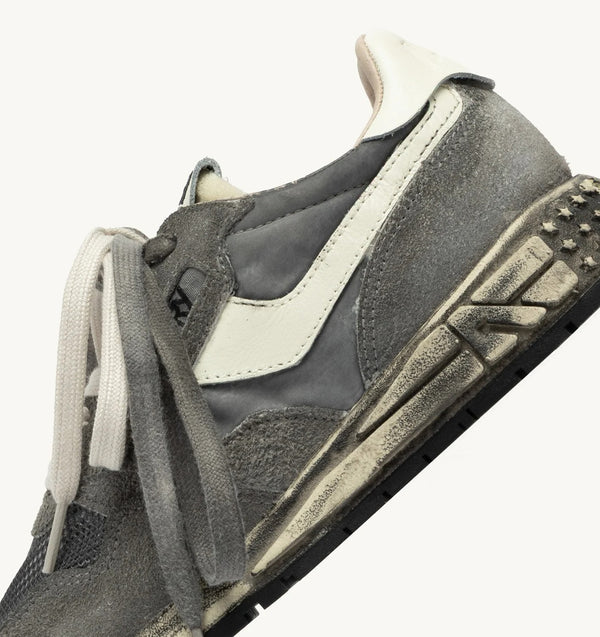REELWIND SUPER VINTAGE SNEAKERS IN WHITE AND BLACK SUEDE AND NYLON