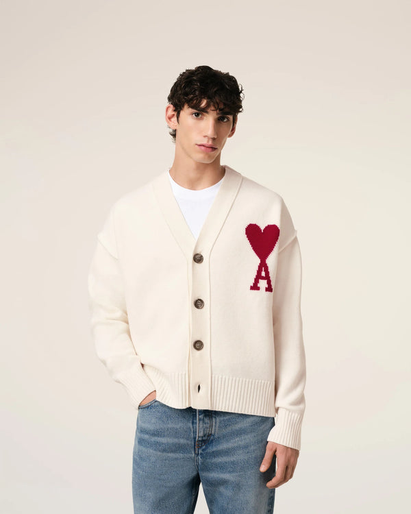 AMI PARIS SWEATER OFF-WHITE/RED