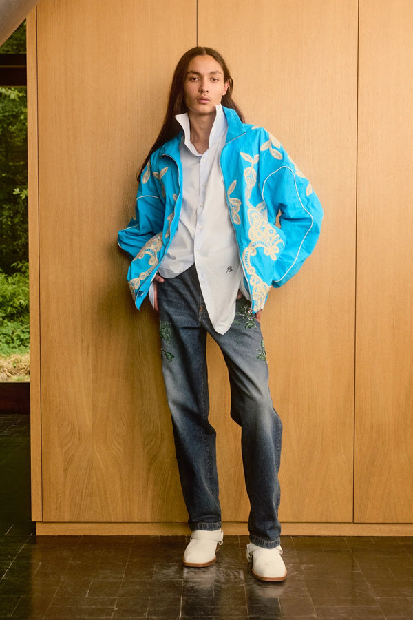 Turquoise Embroidered Track Jacket