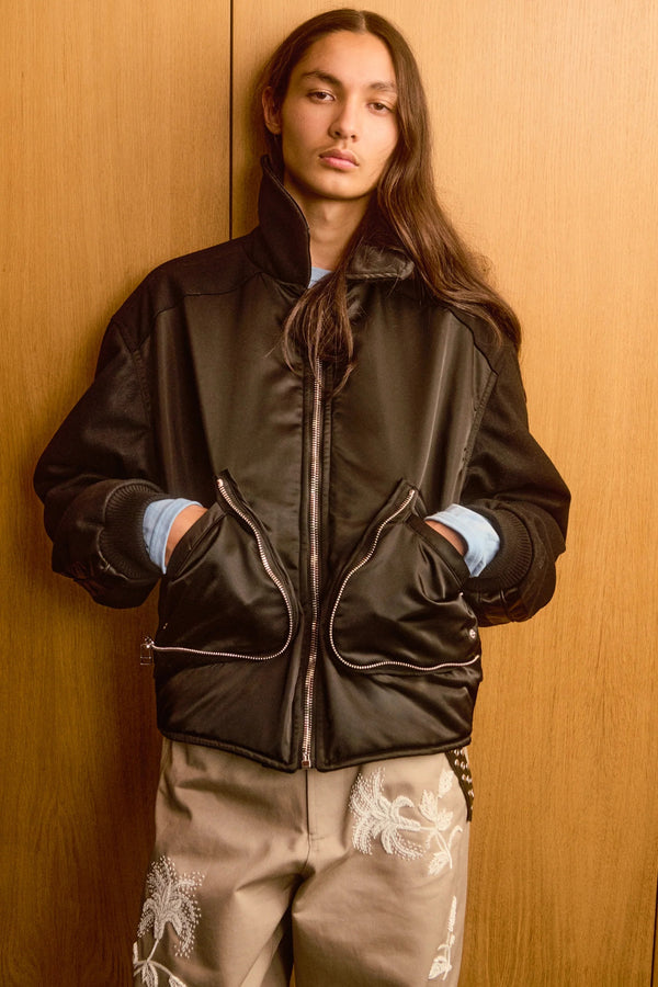 Wool and Nylon Bomber Jacket