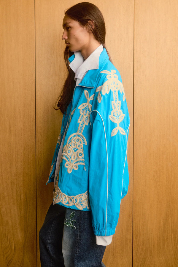 Turquoise Embroidered Track Jacket