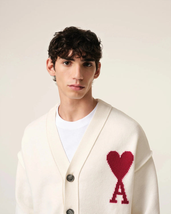 AMI PARIS SWEATER OFF-WHITE/RED