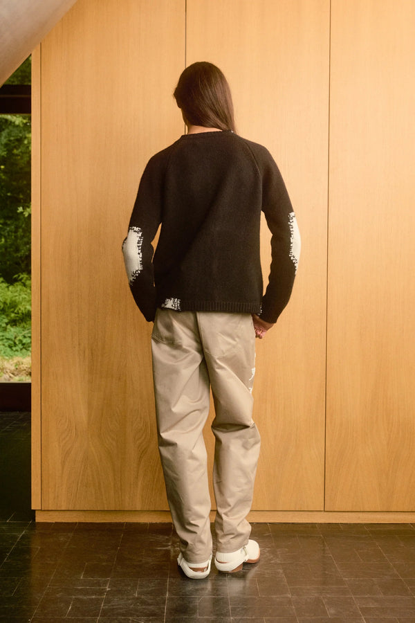 Black Felted Wool Cardigan