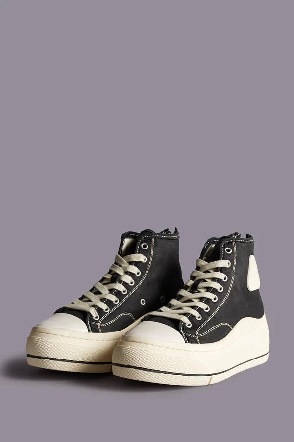 R13 - KURT HIGH TOP SNEAKER - BLACK CANVAS