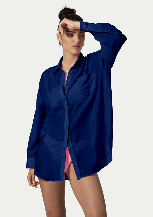 PARAMIDONNA - BEACH SHIRT JADE NAVY BLUE