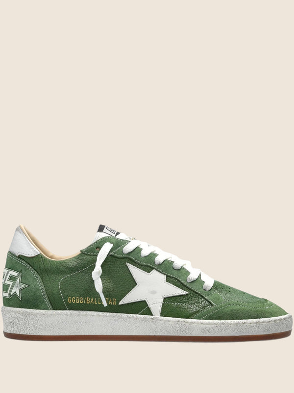 Ball Star LTD in green nappa leather with white suede star and metallic silver leather heel tab