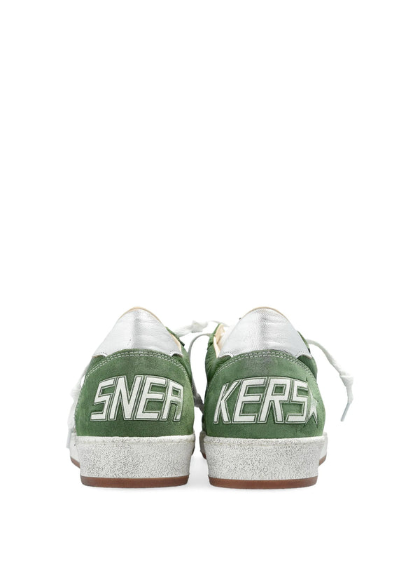 Ball Star LTD in green nappa leather with white suede star and metallic silver leather heel tab