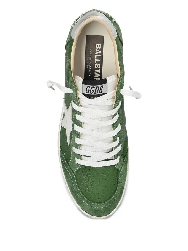 Ball Star LTD in green nappa leather with white suede star and metallic silver leather heel tab