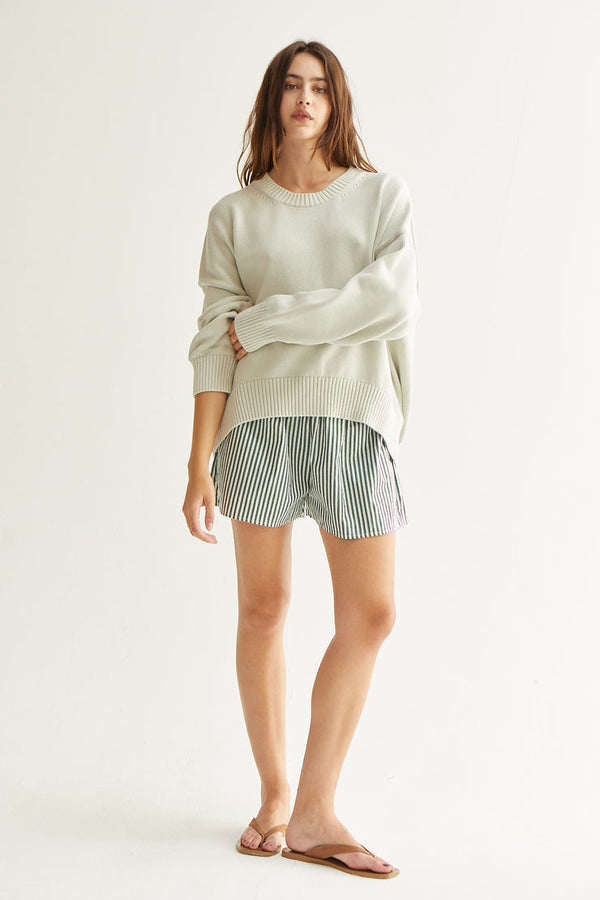 ASHER Solei Stripe Shorts - GREEN STRIPE