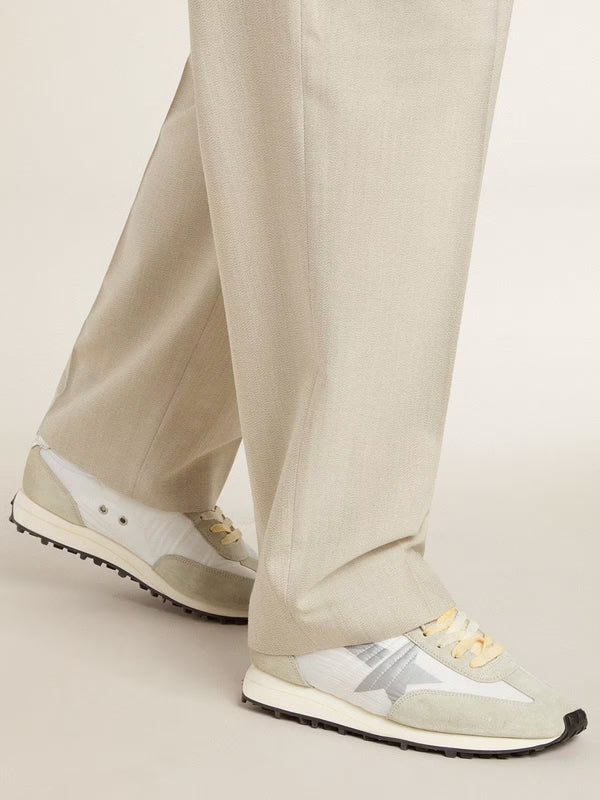 Golden Goose - Men’s Marathon With White Nylon Upper and Silver Star