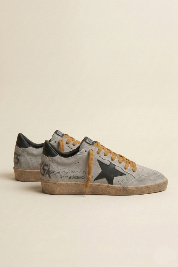 Men's Ball Star in white nappa with black star