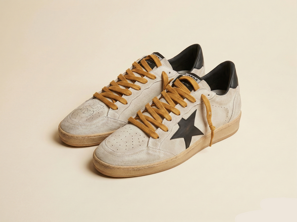 Men's Ball Star in white nappa with black star