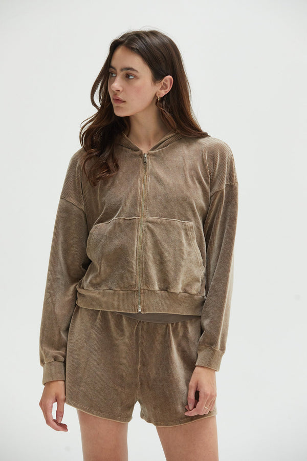 ASHER Noa Velour Short - MUSHROOM