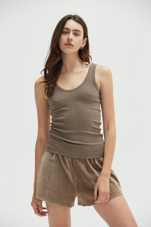 ASHER Noa Velour Short - MUSHROOM
