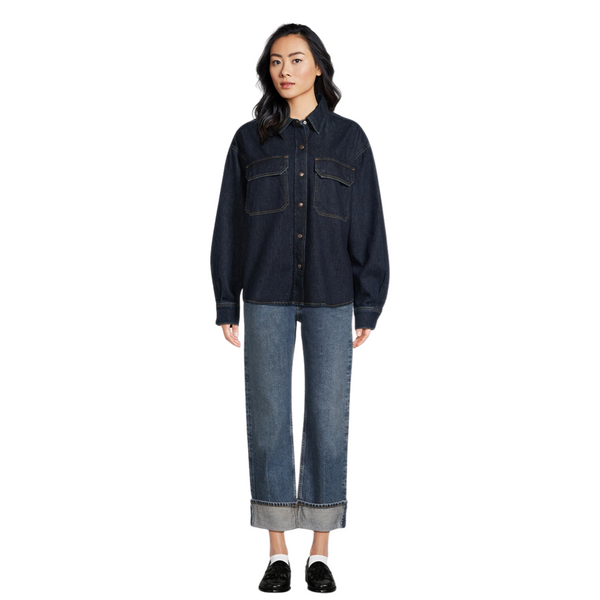 AGOLDE Gwen Slice Shirt - Dark Rinse