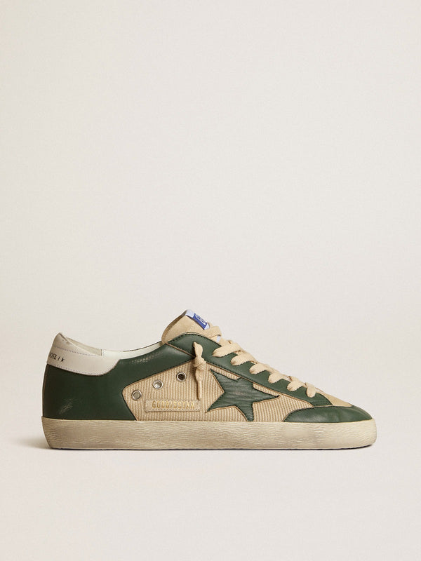 MEN'S SUPER-STAR IN CREAM MESH AND GREEN NAPPA WITH NAPPA