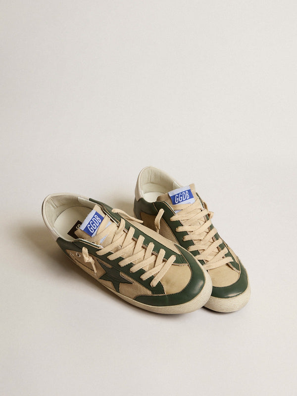 MEN'S SUPER-STAR IN CREAM MESH AND GREEN NAPPA WITH NAPPA