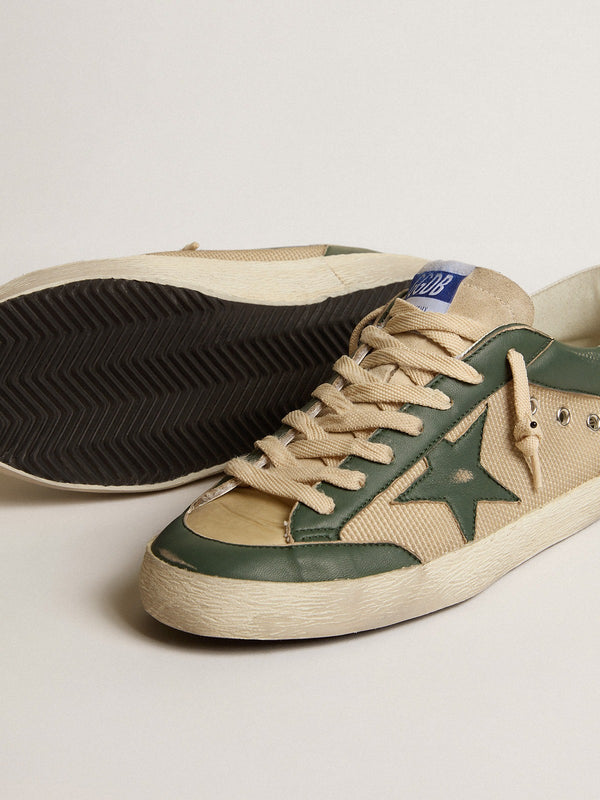 MEN'S SUPER-STAR IN CREAM MESH AND GREEN NAPPA WITH NAPPA