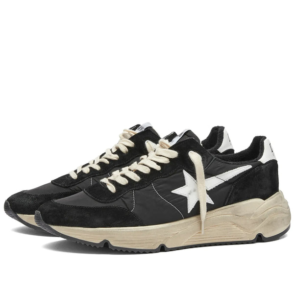 RUNNING SOLE NYLON UPPER SUEDE TOE AND SPUR LEATHER STAR&AND HEEL - BLACK/WHITE