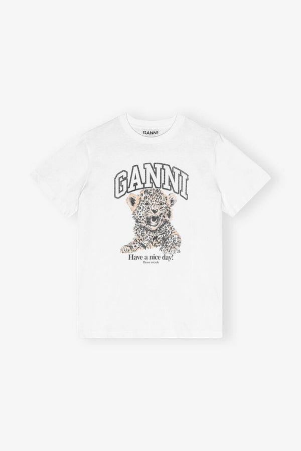 GANNI BASIC JERSEY LEOPARD RELAXED T-SHIRT