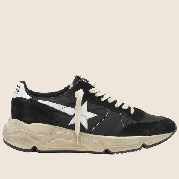 RUNNING SOLE NYLON UPPER SUEDE TOE AND SPUR LEATHER STAR&AND HEEL - BLACK/WHITE