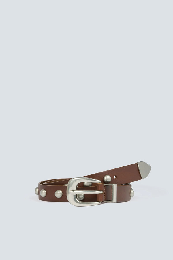Arena - Camel studded leather belt