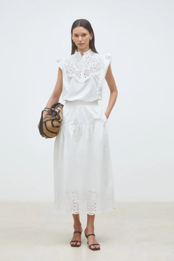 Louna - Embroidered ruffled blouse