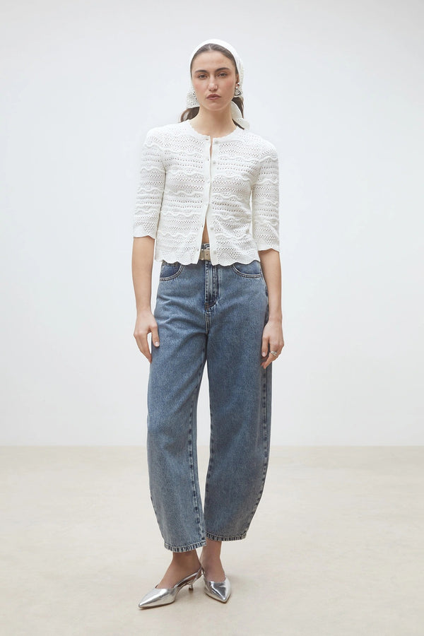 Ganach Fancy openwork knit cardigan