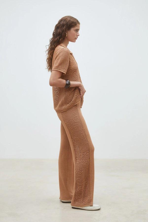 Jovan - Wide-leg pants in openwork knit