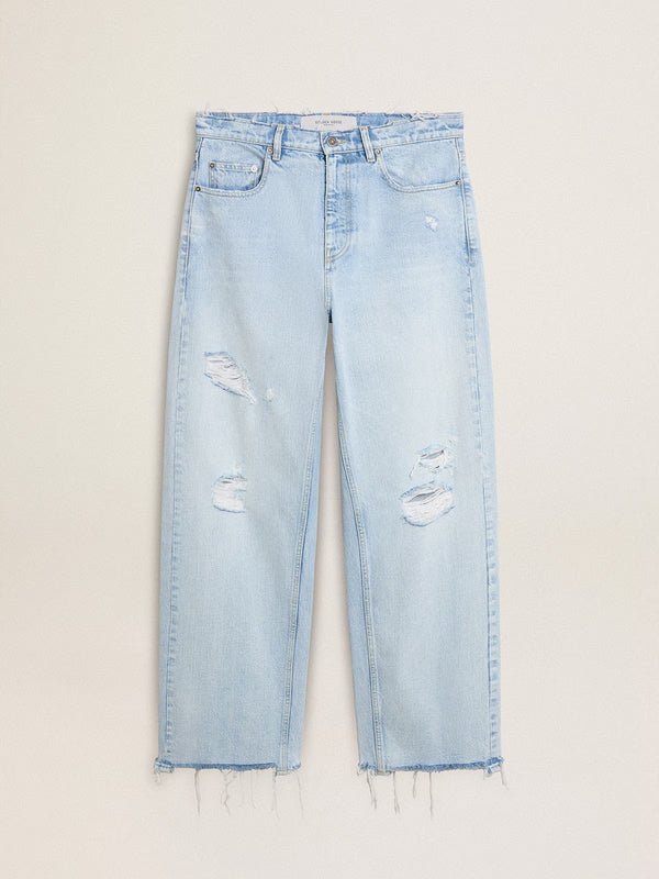 GOLDEN GOOSE TROUSERS P001850 CLOUD BLUE
